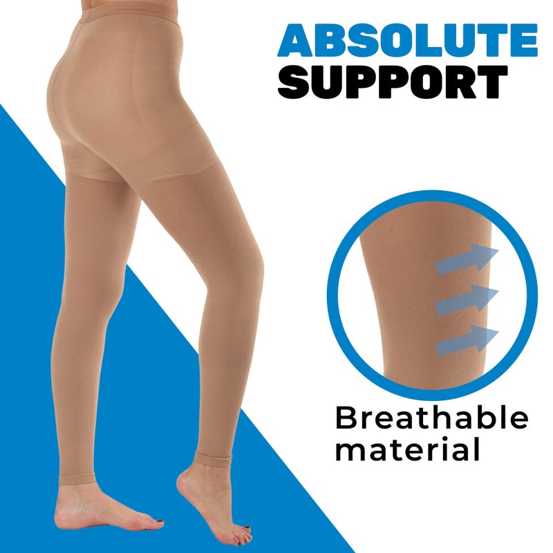 ABSOLUTE SUPPORT Compression Leggings for Women 20-30mmHg - Footles High Waist Compression Tights for Circulation during Pregnancy, Sports, Workout, Running - Beige, Medium - A717BE2 - Image 5